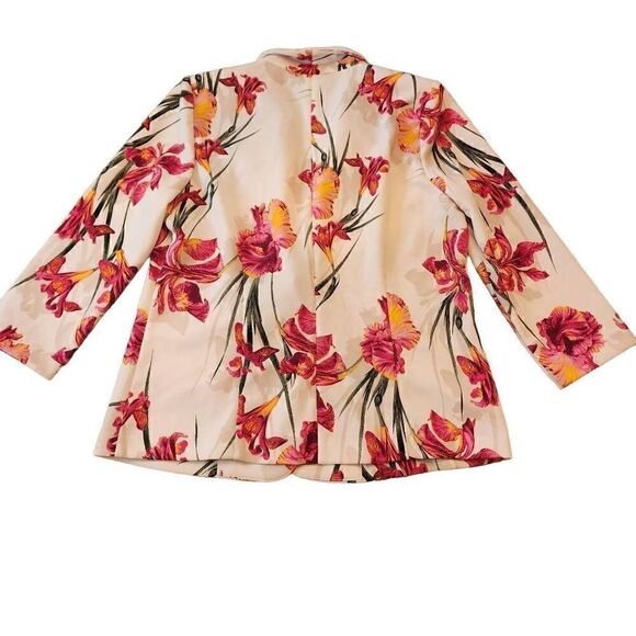 New York Clothing Company floral blazer shoulder pads button front size medium - Picture 2 of 8